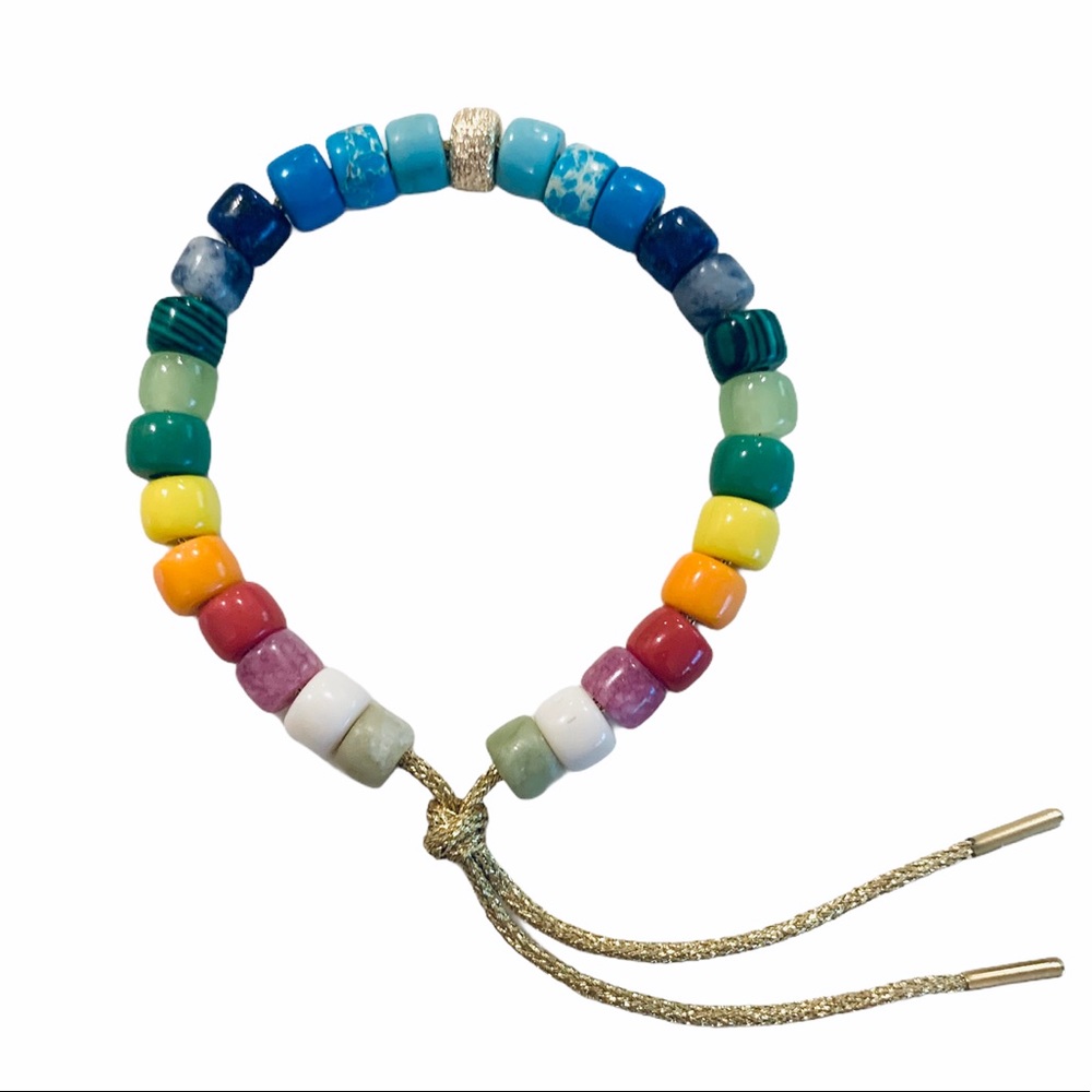 Multi color natural stone pony bead bracelet